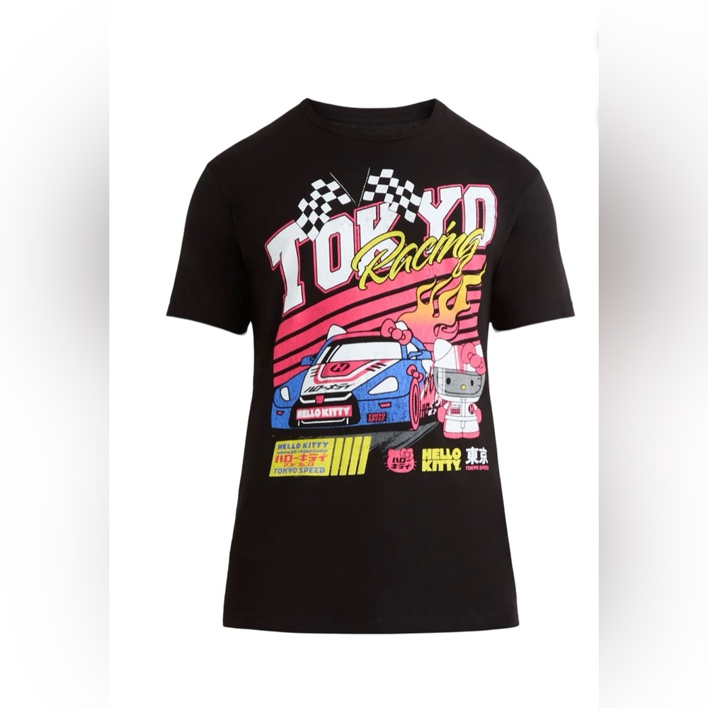 NWT Hello Kitty Tokyo Racing Graphic Men’s 3XL Black Sanrio Anime Racing Shirt‎